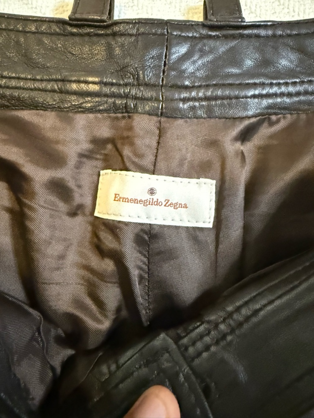 Ermenegildo Zegna Black Leather Relaxed pants - Picture 3 of 9